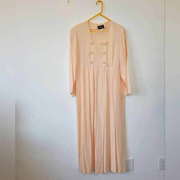 Vintage 80s Dressing Gown Dress Pioneer Pilgrim Polygamist Pink Retro Impulsive - Picture 1 of 11